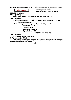 Kì thi học kì II môn Ngữ văn (khối 7) năm học 2014  2015